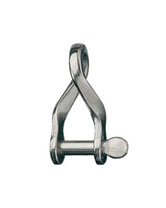Stainless Steel Twisted D Shackle, 3/16" Pin, Coined Head