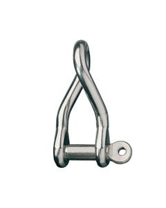 Stainless Steel Twisted D Shackle, 1/2" Pin, Coined Head